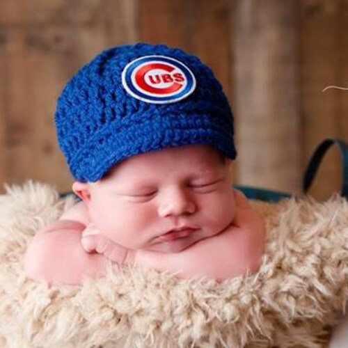 Baby Chicago Cubs Cubbies Cap Hat Outfit Hand Knit Knitted Etsy