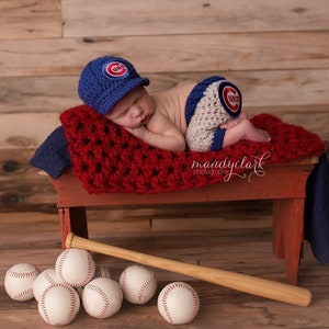 Newborn Chicago Cubs Cubbies Outfit Uniform Set Hat Cap 