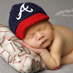 Baby Atlanta Braves Hat Cap Hand Knit 