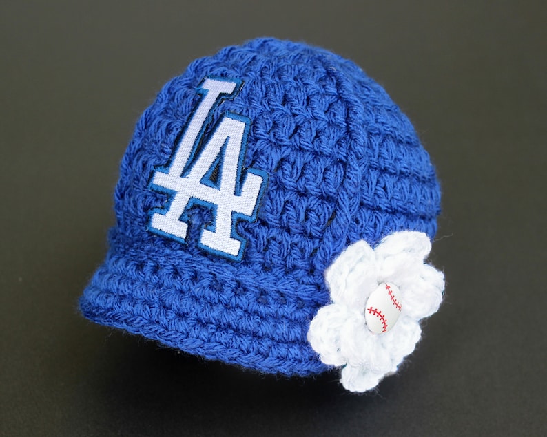 Baby Girl LA Dodgers Cap Hat Outfit Hand Knit Knitted Crochet Etsy