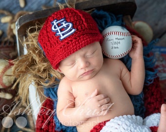 Baby Boy St. Louis Cardinals Cap HAT ONLY Hand Knit Knitted 