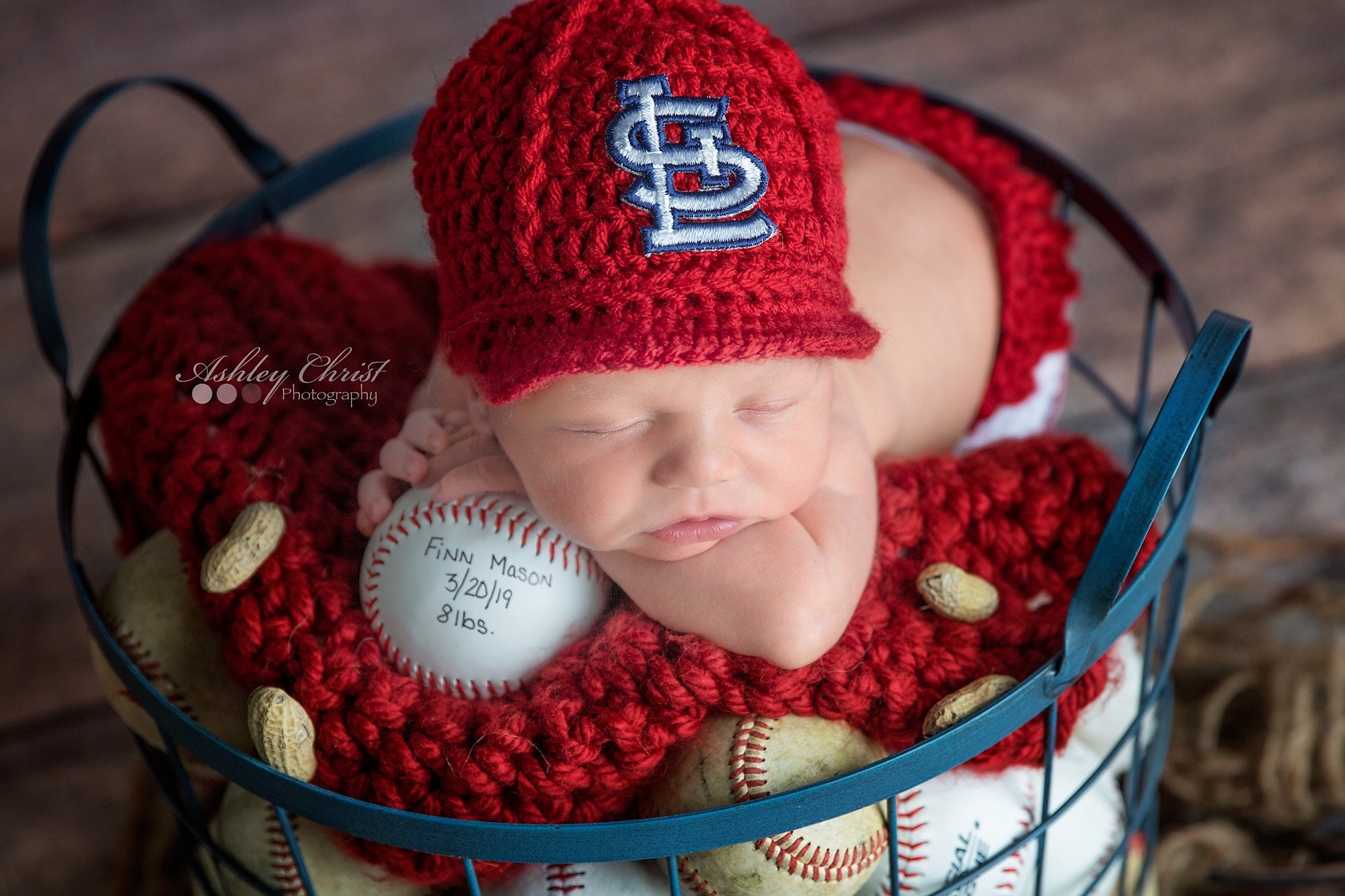 Newborn Baby ST LOUIS CARDINALS Baseball Cap, Hat, Custom Made