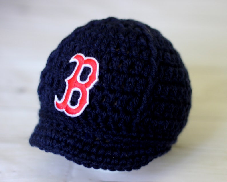 Boston Red Sox Cap Hat Baby Knit Knitted Crochet Baby Gift Etsy
