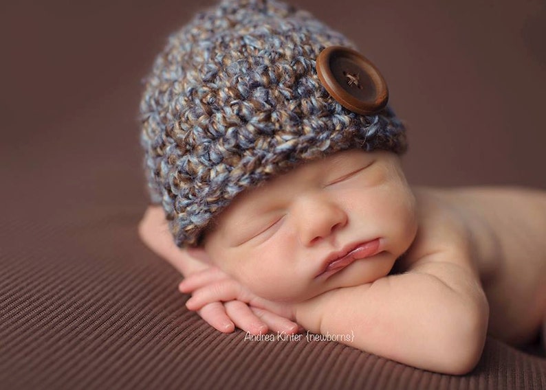 Newborn Baby Boy Beanie Hat Cap Chunky Photography Prop Etsy