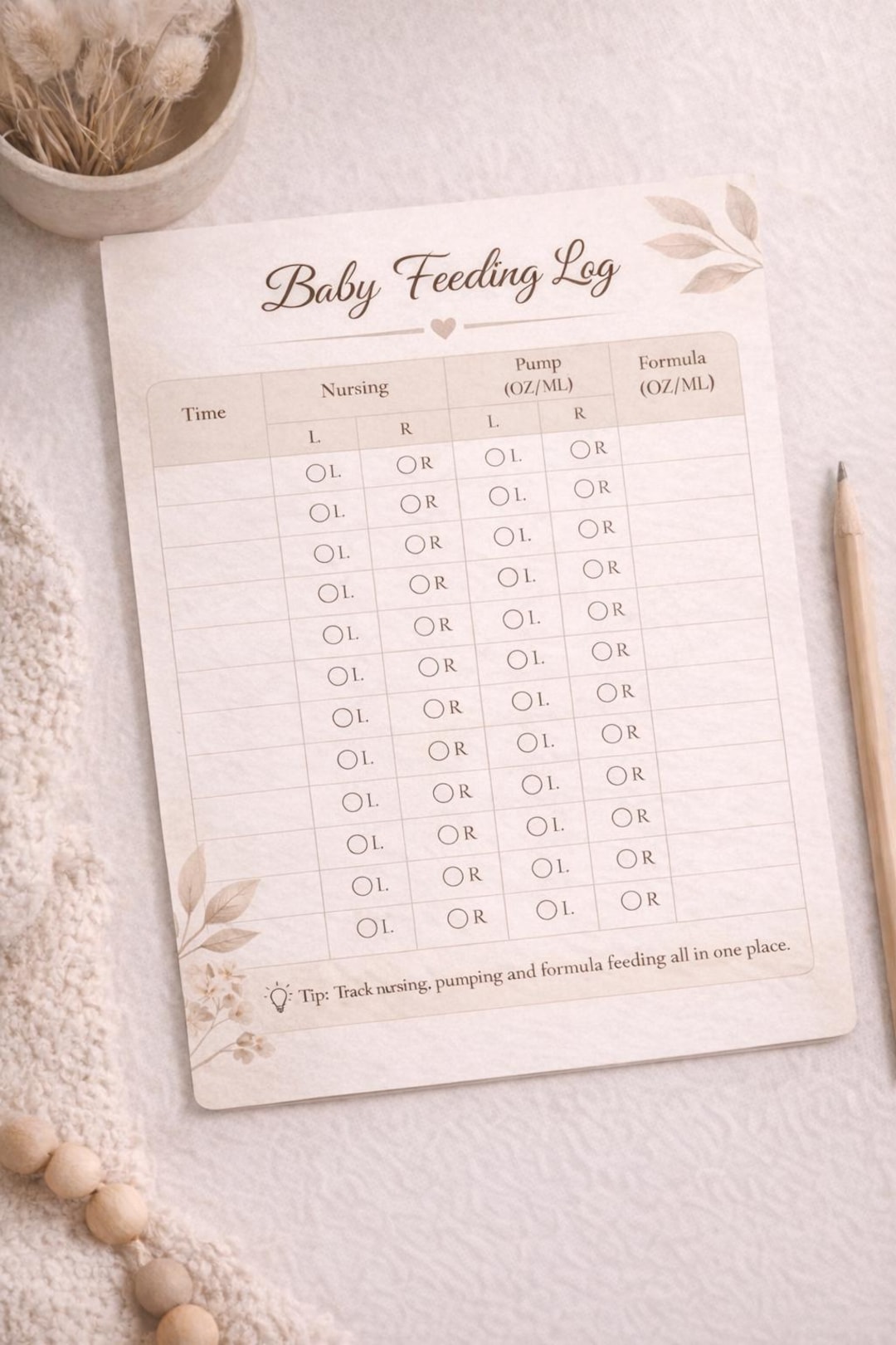 Baby Feeding Log Printable | Breastfeeding Tracker | Pump & Formula Log ...