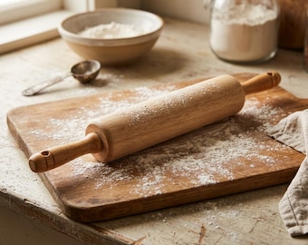Professional Hardwood Rolling Pin with Smooth Glide Bearings