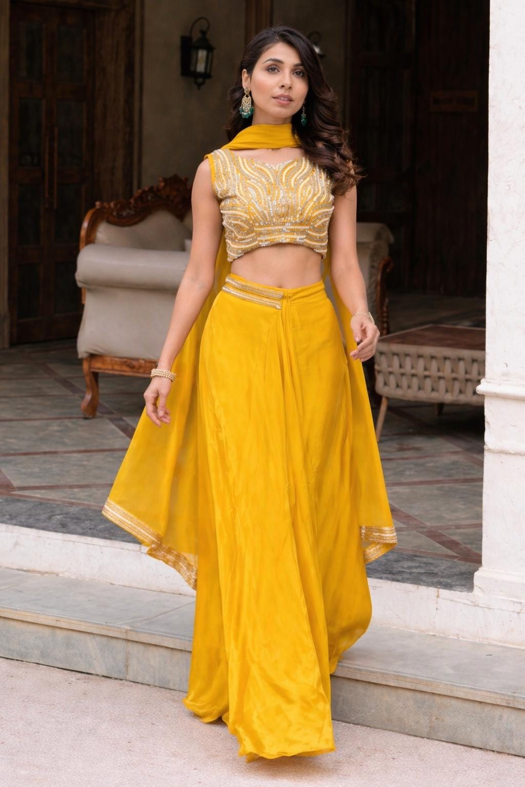 strapless open back dress Designer Indian Dhoti Dress for Women S / Purple