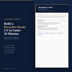 ATS Friendly CV Builder | Excel Resume + Cover Letter Generator (PDF Export)