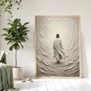 Jesus tritt ins himmlische Licht ein – Kunstdruck | Christliche Kunst mit Struktur (Digitaler Download)