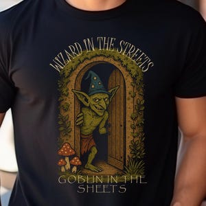 Wizard in the Streets, Goblin in the Sheets t-shirt, funny shirt for him, gift for him, cursed shirt, quirky meme tee, DnD shirt, dark humor