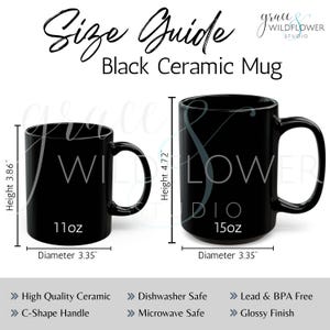 Black Coffee Mug Size Chart Digital Download 11oz and 15oz Ceramic Black Mug Size Guide Comparison Sizing Guide for POD Printify Generic