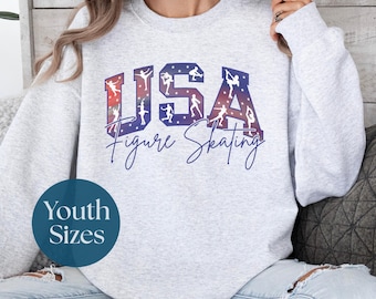 Figure Skating Sweatshirt USA Team Figure Skating Coach Gift for Ice Skater Practice Sweatshirt    Patriotic Mom Gift for Ice Skating Lover
