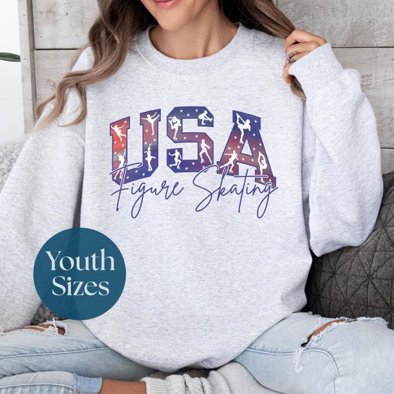 Figure Skating Sweatshirt USA Team Figure Skating Coach Gift for Ice Skater Practice Sweatshirt    Patriotic Mom Gift for Ice Skating Lover