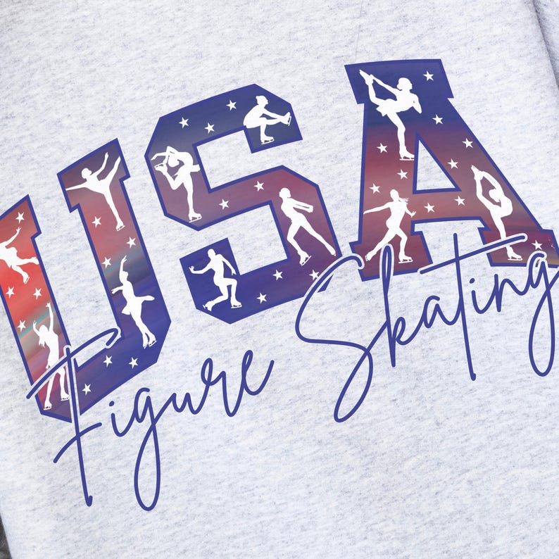 Eiskunstlauf-Sweatshirt USA Team Eiskunstlauf-Trainer Geschenk für Schlittschuh-Praxis-Sweatshirt Vaterländisches Muttergeschenk für Eislaufen-Liebhaber Bild 6