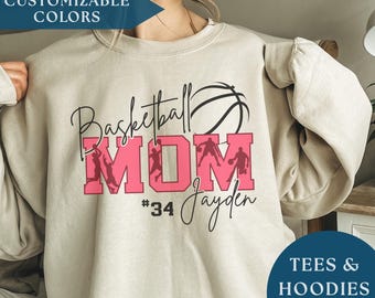Basketball Mom Shirt Benutzerdefinierte Basketball Shirt Geschenk für Mama Personalisierter Spieltag Sport Mama Sweatshirt Benutzerdefinierte Team Hoodie Personalisierte Mama T-Shirt