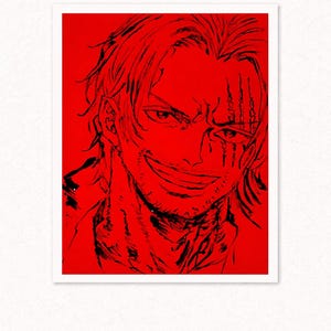Shanks Anime Wall Art, Red Manga Poster, One Piece Inspired Decor, Gaming Room Wall Decor, Japanese Anime Print, Gift for Manga Fan