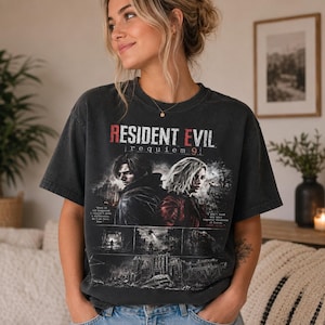 Resident Evil 9 Requiem Grace Ashcroft Leon Kennedy Shirt, Survival Horror Game Tee, Vintage Washed Gamer Gift Unisex Hoodie.
