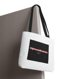 Bolsa tote quadrada preta Spacebum Galactic | Bolsa tote de lona com logo rosa retrô imagem 8