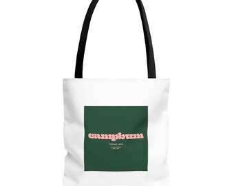 Campbum Green Square Tote Bag | Retro Pink Logo Canvas Tote