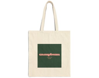 Campbum Green Square Retro Pink Logo Canvas Tote Bag