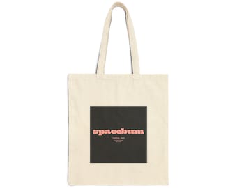 Spacebum Galactic Black Square Retro Pink Logo Canvas Tote Bag