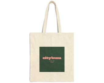 Citybum Green Square Retro Pink Logo Canvas Tote Bag