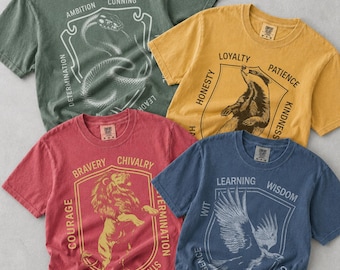 Wizard House Shirt Comfort Colors Set, Magic School Inspirational Adult and Youth Tees, Wizard School Shirts, Universal Vacation T-Shirt