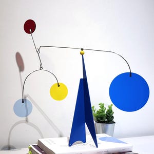 Calder style Kinetic Mobile Sculpture | Colorful Balance Art |  Playful Geometric Decor | Stabile
