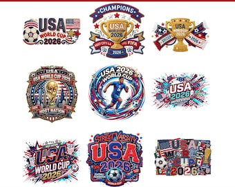 USA World Cup 2026 PNG Bundle, Soccer Sublimation Designs, Football Clipart Pack, Cricut Shirt Files, usa  Mascot PNG Set
