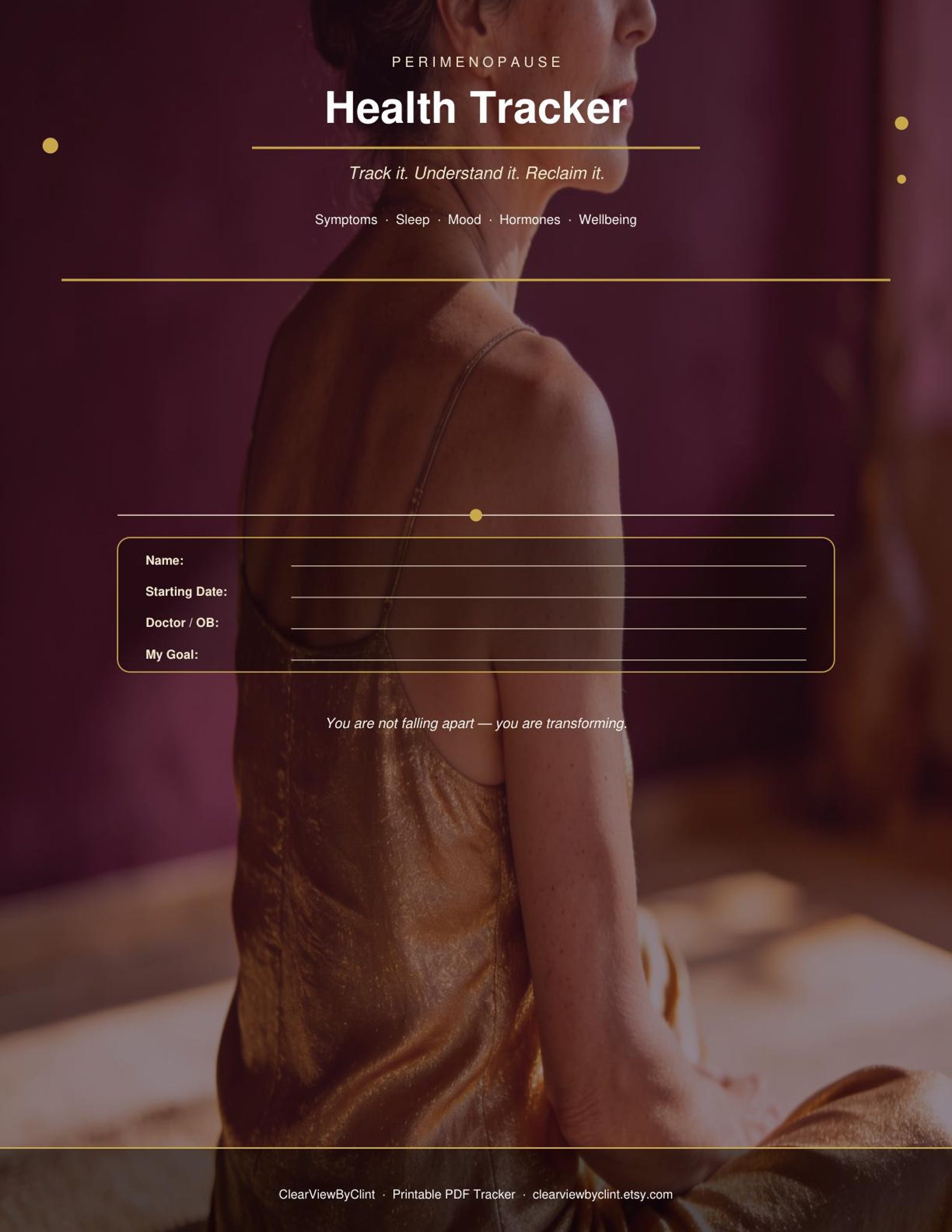 Perimenopause Health Tracker Printable PDF | Symptom Log Sleep Mood Hot ...