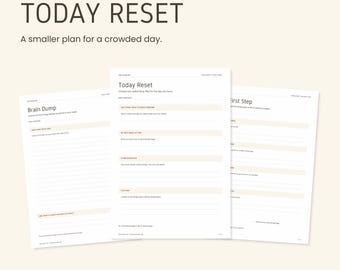 Today Reset Printable Planner | Brain Dump & Task Starter, A4 and US Letter