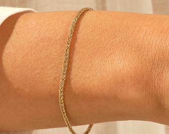Elegant 14K Solid Gold Wheat Chain Bracelet – Your Perfect Everyday Accessory