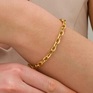 Bracciale a catena con maglie in oro 18 carati, bracciale impilabile per tutti i giorni, gioiello da donna