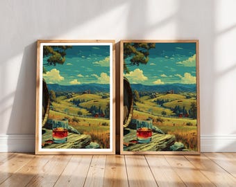 Kentucky Bourbon Barrel Landscape Print, Golden Hour Scenery, Travel Art (Digital Download)
