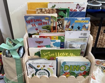 3-Tier Wooden Montessori Bookcase for Toddlers, Scalloped Bookcase, Nursery Bookshelf, Kids Room Bookcase, Kids Book Organizer
