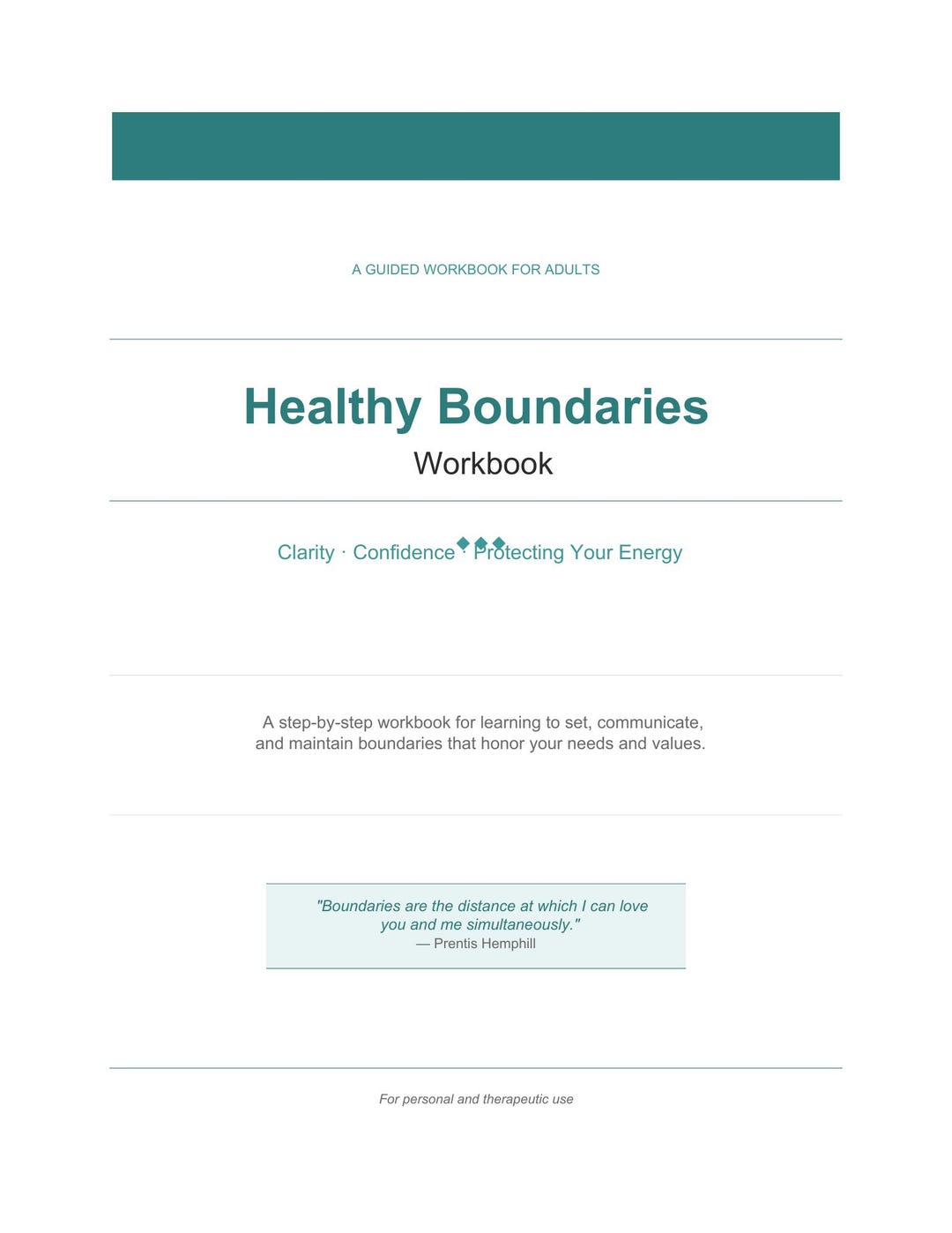 Healthy Boundaries Workbook for Adults | Set & Communicate Boundaries ...