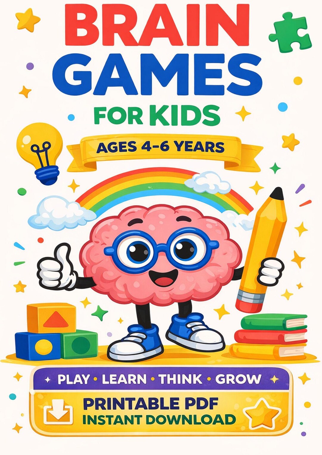 Brain Games for Kids Ages 4-6 – Learning Worksheets (instant Download