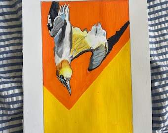 Originele tekening duikende zeevogel