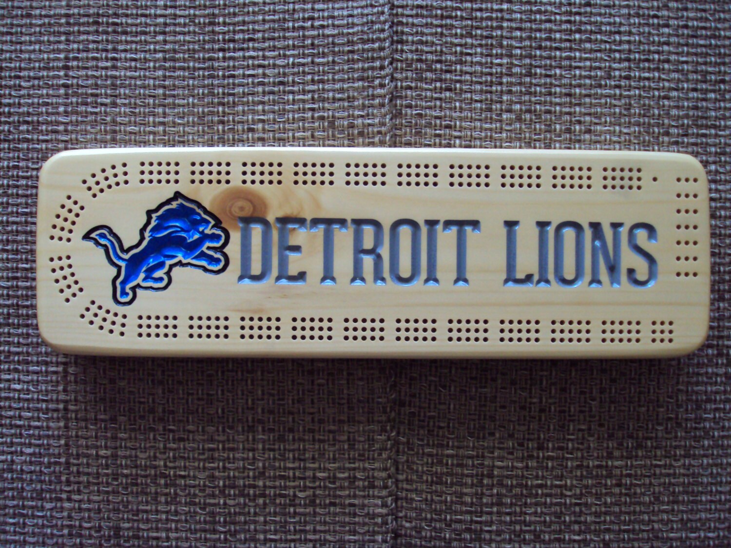 Rustic Cribbage Board Detroit Lions Football Furniture Log Etsy