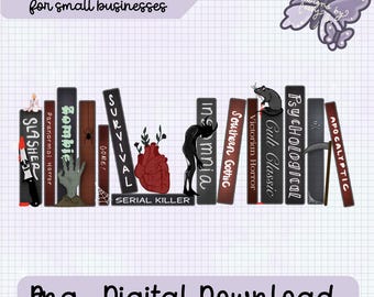 Pila di libri horror disegnata a mano, download digitale PNG