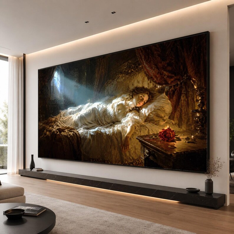 Cuadro de mujer gótica victoriana, arte mural de estilo Dark Academia, lámina de pintura al óleo barroca melancólica, decoración de dormitorio gótica dramática vintage imagen 8