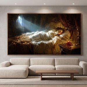 Cuadro de mujer gótica victoriana, arte mural de estilo Dark Academia, lámina de pintura al óleo barroca melancólica, decoración de dormitorio gótica dramática vintage imagen 15