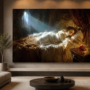 Cuadro de mujer gótica victoriana, arte mural de estilo Dark Academia, lámina de pintura al óleo barroca melancólica, decoración de dormitorio gótica dramática vintage imagen 11