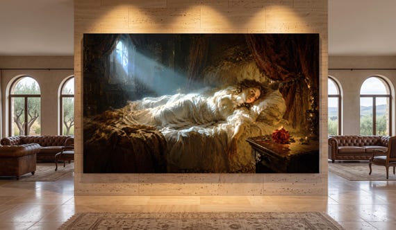Victorian Gothic Woman Painting, Dark Academia Wall Art, Moody Baroque Oil Painting Print, Vintage Dramatic Gothic Bedroom Decor
