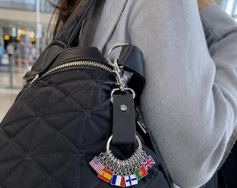 Llavero de cuero personalizado con la bandera, dije personalizado para bolso de viaje con el país de origen, regalo para viajeros