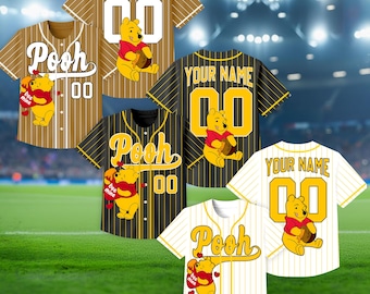 Personalized Winnie the Pooh Baseball Jersey, Mickey Matching Jersey,Minnie Jersey Custom Disneyland Shirt, Birthday Baseball Team