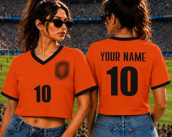 Personalized Netherlands Soccer Mesh Crop Top Jersey Custom Name Number, 2026 Netherlands Football Fan Crop Top for Women