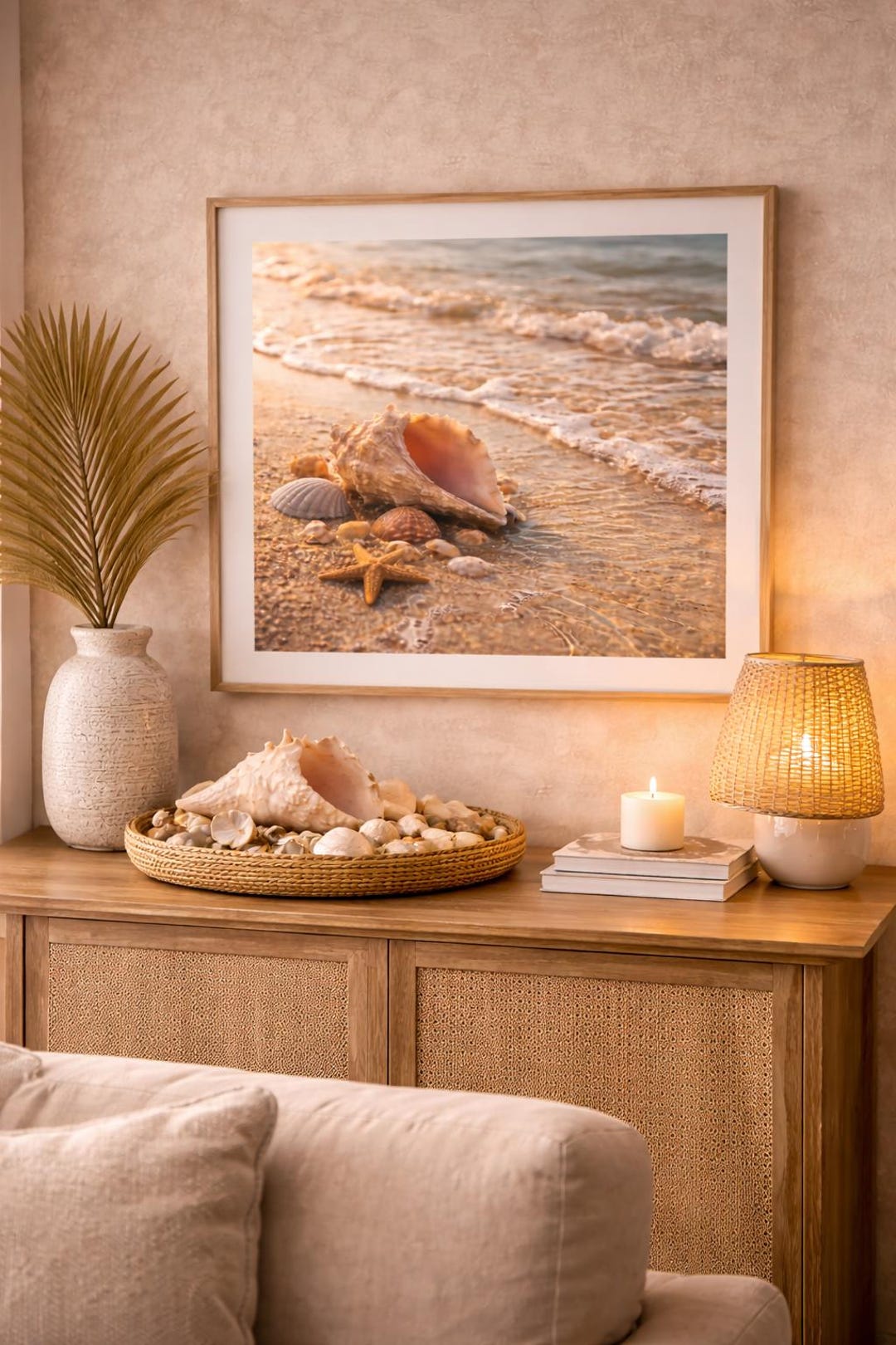 Seashell Beach Wall Art Printable, Coastal Ocean Decor, Shells on Sand ...