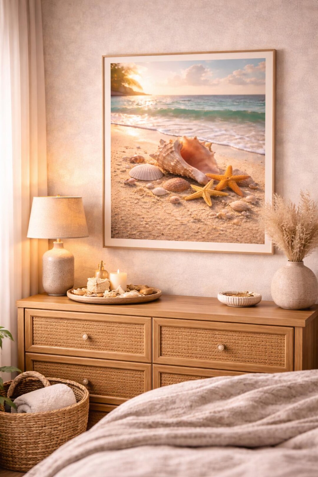 Seashell Beach Wall Art Printable, Coastal Ocean Decor, Shells on Sand ...