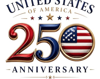 250e verjaardag VS, png, 1776-2026, png, luxe patriottisch embleem, ontwerp Amerikaanse vlag, 4 juli-sublimatie, afdruk van hoge kwaliteit